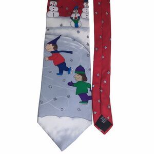 Save‎ The Children Men's Tie 100% Silk Made In USA Winter Skating Novelty